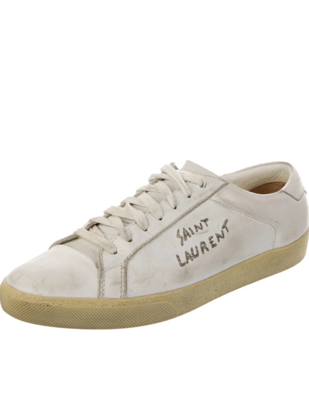 Saint Laurent Off-White Canvas Low-Top Sneakers with Gum Sole